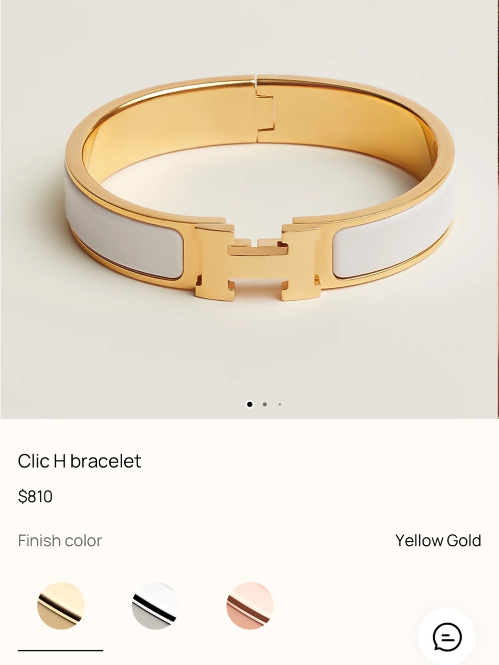 Hermes White Enamel Clic H Bracelet with Gold Hardware